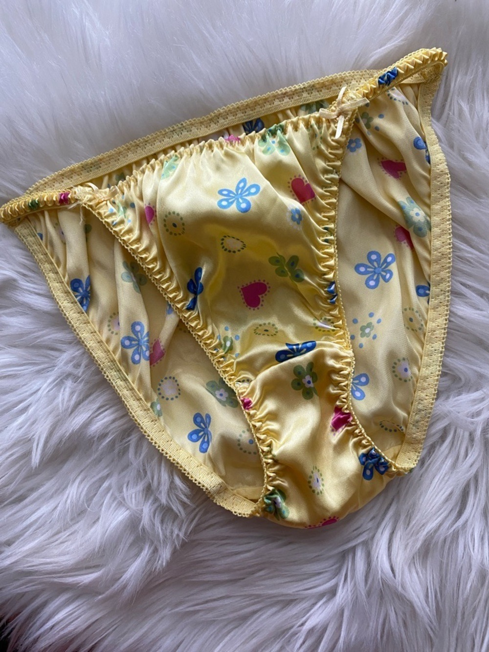 Vintage 90’s Yellow Floral string Bikini panties